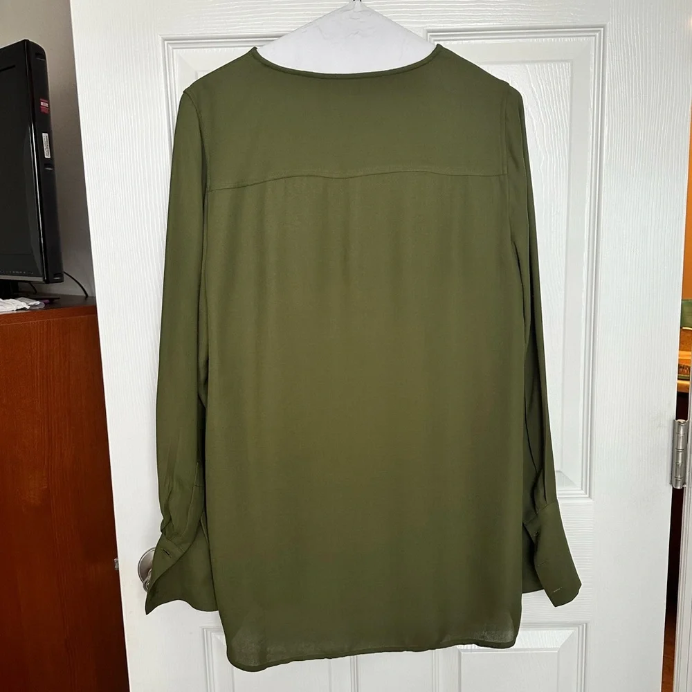 J.crew olive green covered button crepe tunic /8/ - Picture 7 of 7